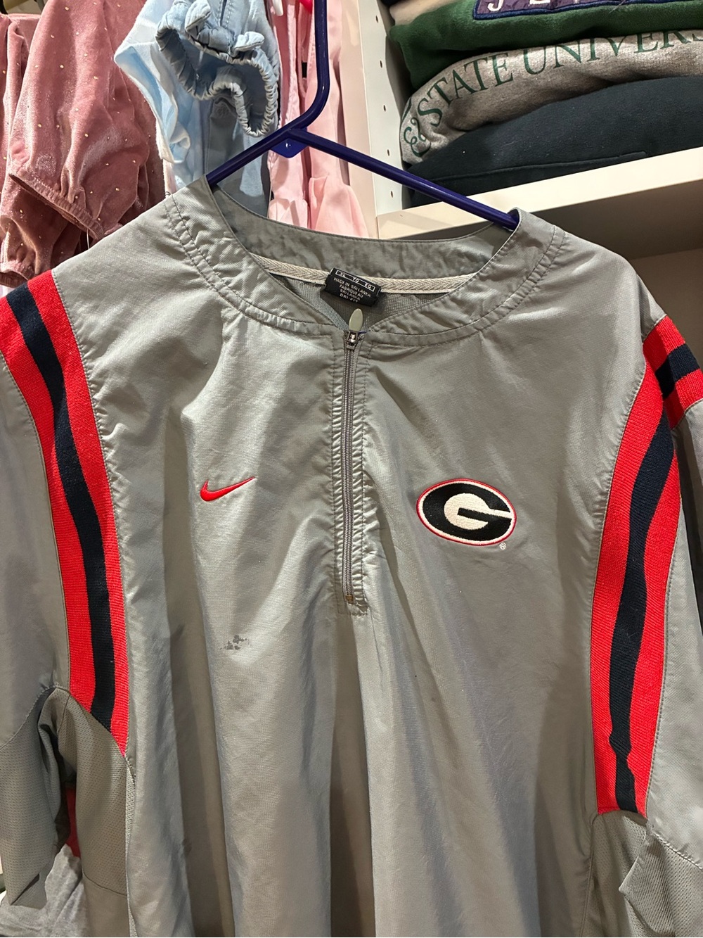 Nike Georgia Bulldogs Grey Pullover with Red & Black Georgia 'G' Logo Authentic